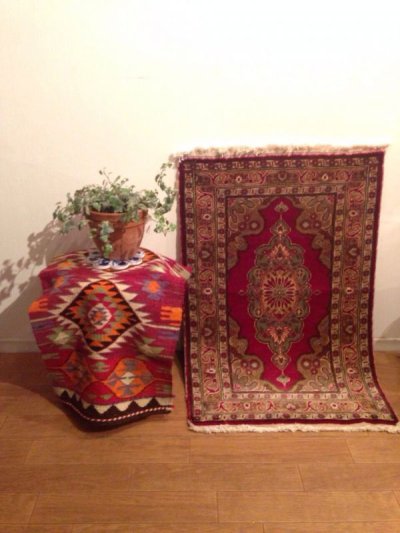 画像4: NO1451 手織り 絨毯 厚めのマットタイプ