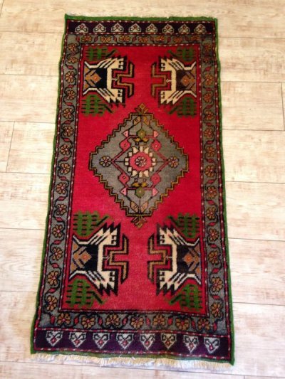 画像1: NO1271 トルコ 手織り絨毯　厚めのマットタイプ