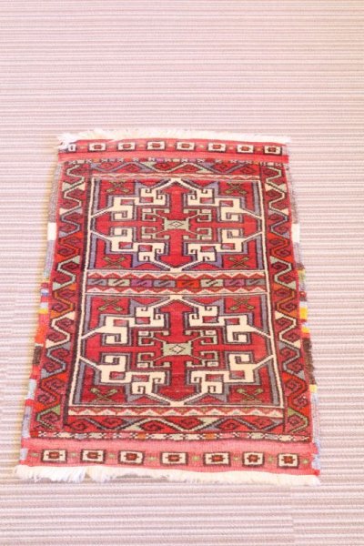 画像1: NO1455 手織り トルコ絨毯 ウール&カシミヤ